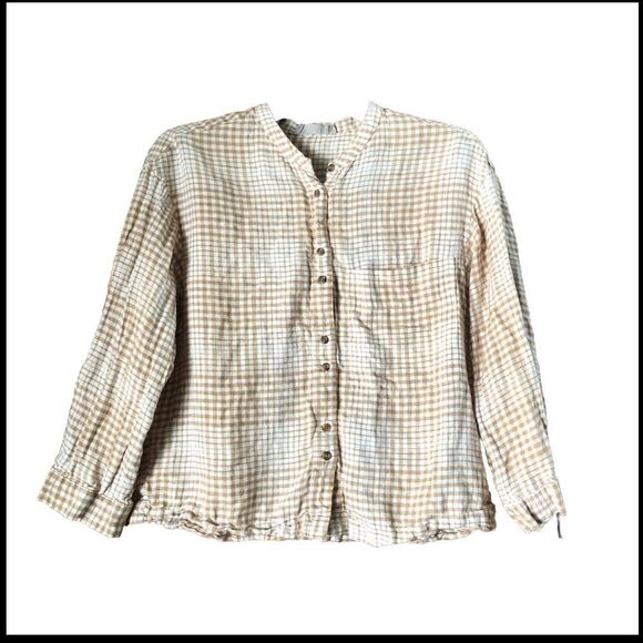 Everlane The Linen Billow Blouse Oversized Gingham Long Sleeve - XS - Picture 1 of 15